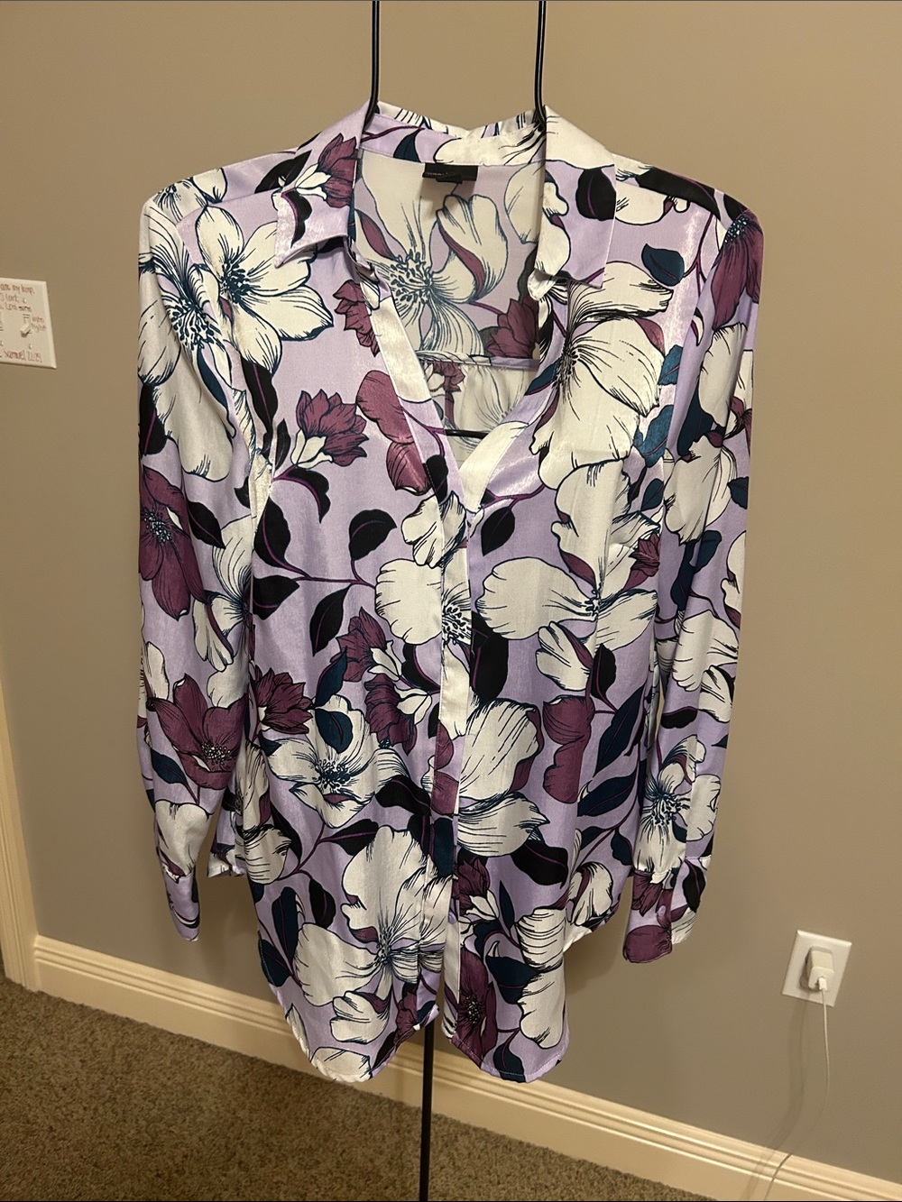 Worthington Lavender Floral Button-Down Shirt